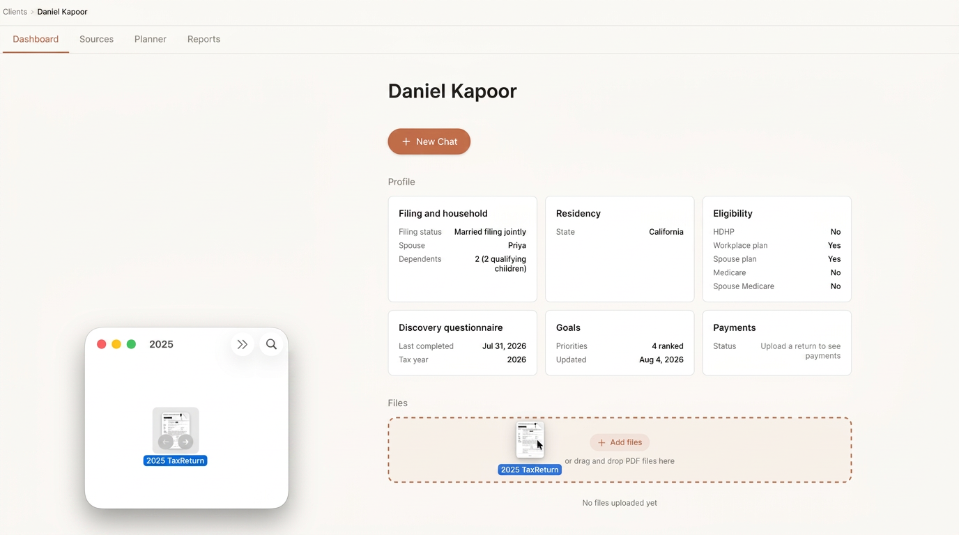 Screenshot: Upload a return